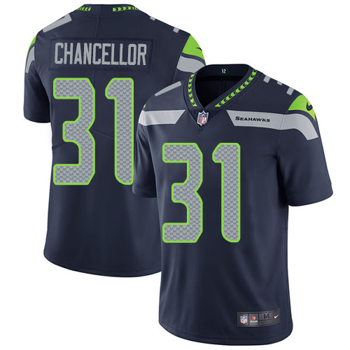 Seattle Seahawks #31 Kam Chancellor Steel Blue Team Color Men's Stitched Vapor Untouchable Limited Jersey Men's