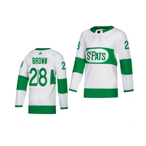 Adidas Maple Toronto Maple Leafs #28 Connor Brown White 2019 St. Patrick's Day Authentic Player Stitched Youth Jersey Youth