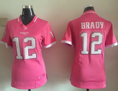 Patriots #12 Tom Brady Pink Women's Stitched Elite Bubble Gum Jersey