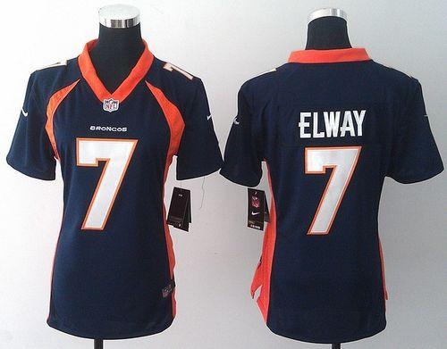 Broncos #7 John Elway Blue Alternate Women's Stitched New Elite Jersey