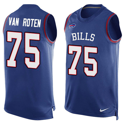 Bills #75 Greg Van Roten Royal Blue Team Color Men's Stitched Limited Tank Top Jersey