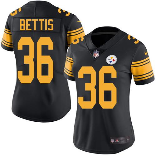 Steelers #36 Jerome Bettis Black Women's Stitched Limited Rush Jersey
