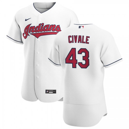 Cleveland Guardians #43 Aaron Civale Men's White Home 2020 Authentic Team Jersey Men's