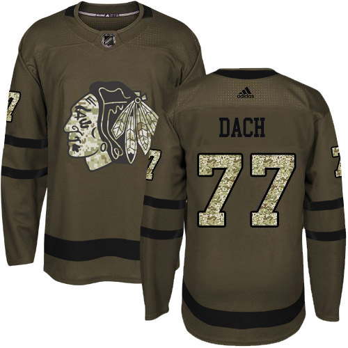 Adidas Chicago Blackhawks #77 Kirby Dach Green Salute to Service Stitched Jersey Men's