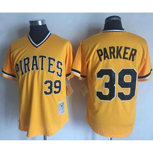 Mitchell and Ness Pittsburgh Pirates #39 Dave Parker Stitched Yellow Throwback Jersey Men's