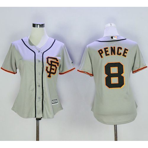 San Francisco Giants #8 Hunter Pence Grey Women's Road 2 Stitched Jersey Womens
