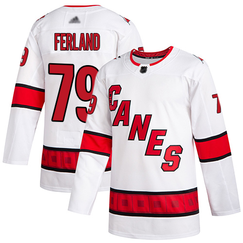 Adidas Carolina Hurricanes #79 Michael Ferland White Road Authentic Stitched Jersey Men's