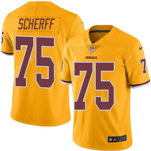 Washington Commanders #75 Brandon Scherff Gold Men's Stitched Limited Rush Jersey Men's