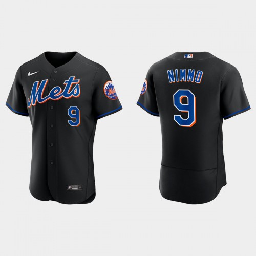 New York New York Mets #9 Brandon Nimmo Men's 2022 Authentic Alternate Stitched Jersey - Black Men's