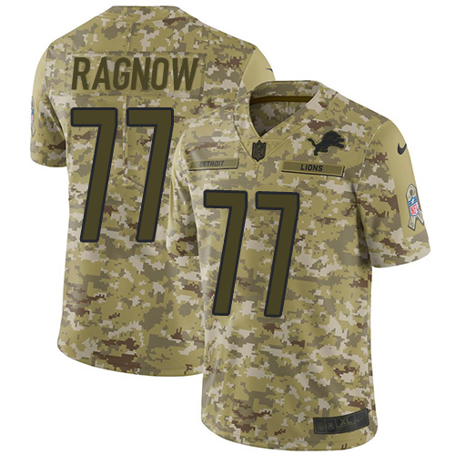 Detroit Lions #77 Frank Ragnow Camo Youth Stitched Limited 2018 Salute to Service Jersey Youth
