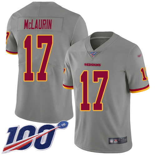 Commanders #17 Terry McLaurin Gray Men's Stitched Limited Inverted Legend 100th Season Jersey