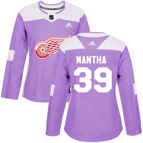 Adidas Detroit Red Wings #39 Anthony Mantha Purple Authentic Fights Cancer Women's Stitched Jersey Womens