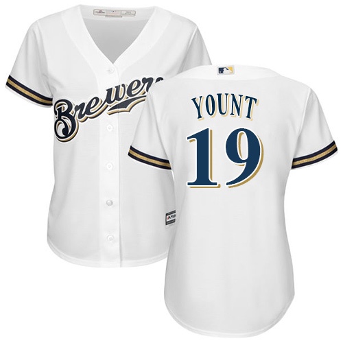Milwaukee Brewers #19 Robin Yount White Home Women's Stitched Jersey Womens
