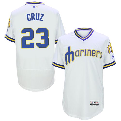 Seattle Mariners #23 Nelson Cruz White Flexbase Authentic Collection Cooperstown Stitched Jersey Men's