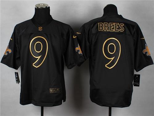 Saints #9 Drew Brees Black Gold No. Fashion Men's Stitched Elite Jersey