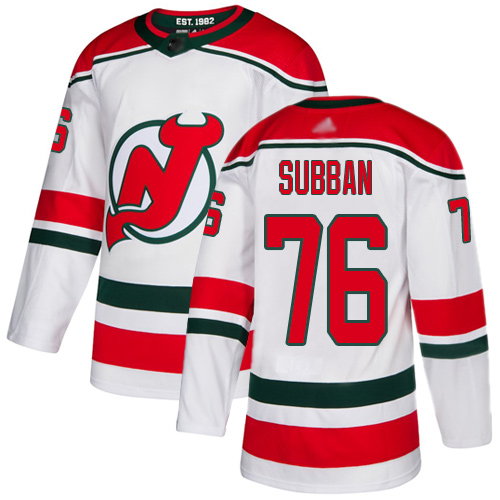 Adidas New Jersey Devils #76 P.K. Subban White Alternate Authentic Stitched Jersey Men's