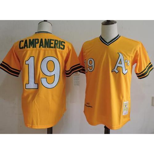 Mitchell And Ness Oakland Athletics #19 Bert Campaneris Yellow Throwback Stitched Jersey Men's
