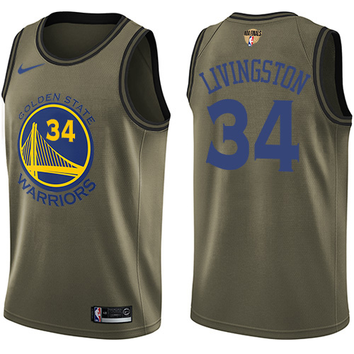 Golden State Warriors #34 Shaun Livingston Green Salute to Service The Finals Patch Swingman Jersey Mens