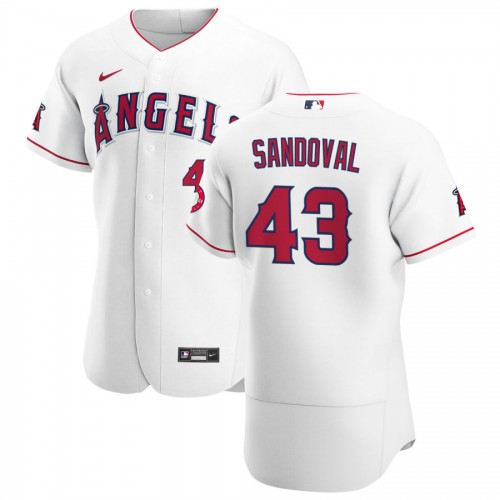 Los Angeles Los Angeles Angels #43 Patrick Sandoval Men's White Home 2020 Authentic Player Jersey Men's