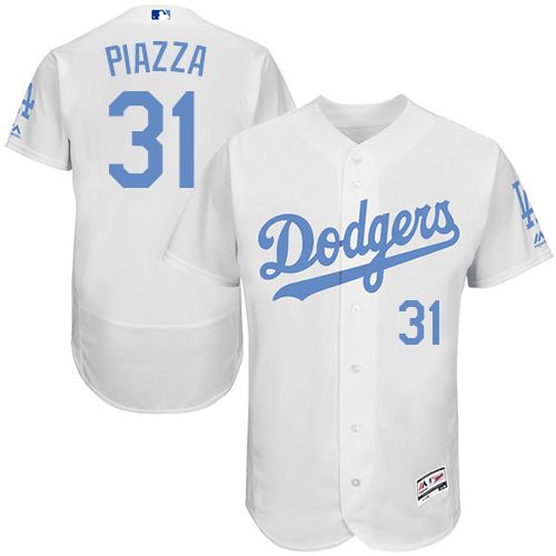 Los Angeles Dodgers #31 Mike Piazza White Flexbase Authentic Collection Father's Day Stitched Jersey Men's