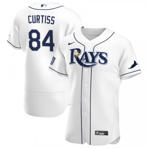 Tampa Bay Tampa Bay Rays #84 John Curtiss Men's White Home 2020 World Series Bound Authentic Player Jersey Men's
