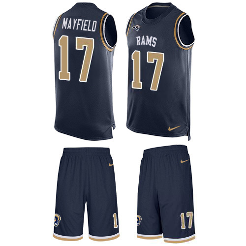 Rams #17 Baker Mayfield Navy Blue Team Color Men's Stitched Limited Tank Top Suit Jersey