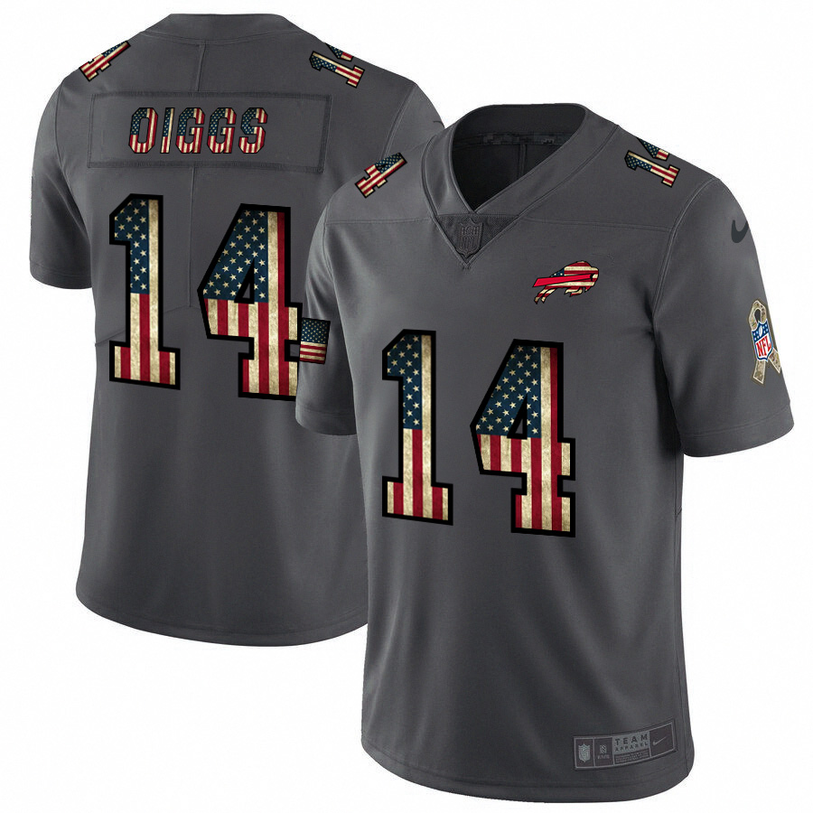 Buffalo Bills #14 Stefon Diggs 2018 Salute To Service Retro USA Flag Limited Jersey