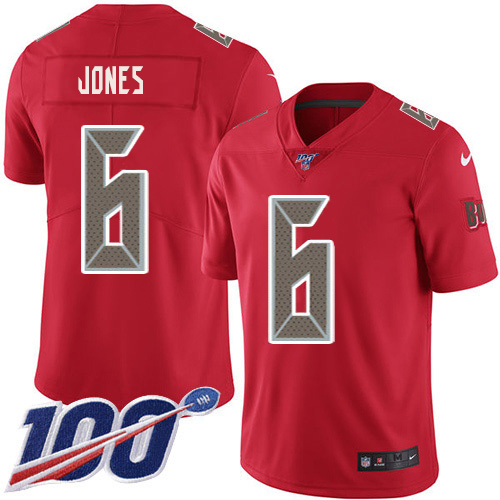 Buccaneers #6 Julio Jones Red Men's Stitched Limited Rush 100th Season Jersey