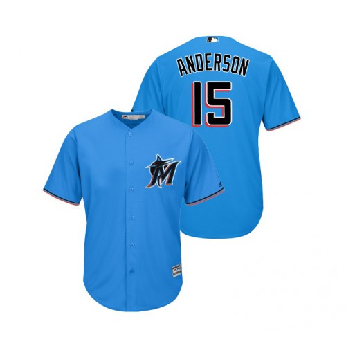 Miami Marlins #15 Brian Anderson Blue Alternate 2019 Cool Base Stitched Jersey Men's