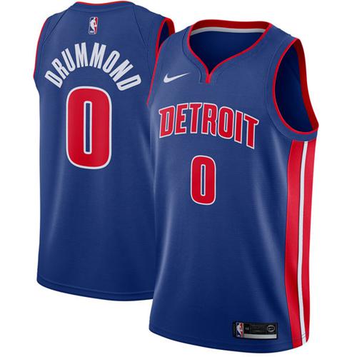 Detroit Pistons #0 Andre Drummond Blue Swingman Icon Edition Jersey Mens