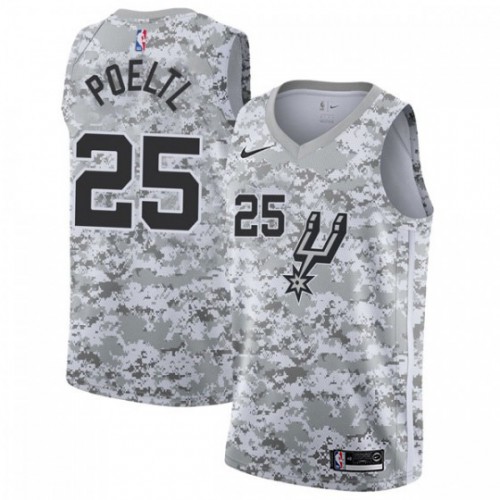 San Antonio Spurs #25 Jakob Poeltl White Camo Swingman Earned Edition Jersey Mens