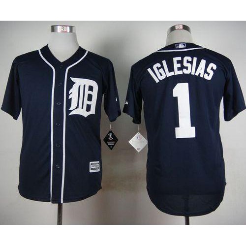 Detroit Tigers #1 Jose Iglesias Navy Blue Cool Base Stitched Jersey Men's