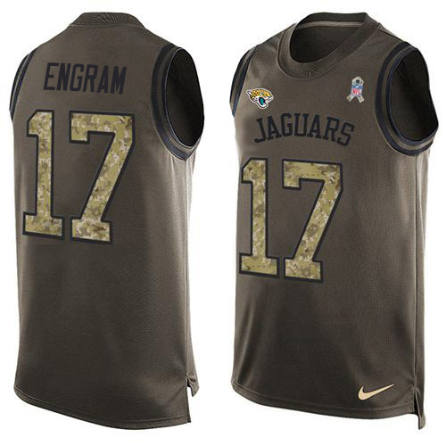 Jaguars #17 Evan Engram Green Men's Stitched Limited Salute To Service Tank Top Jersey