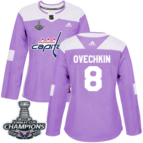 Adidas Washington Capitals #8 Alex Ovechkin Purple Authentic Fights Cancer Stanley Cup Final Champions Women's Stitched Jersey Womens