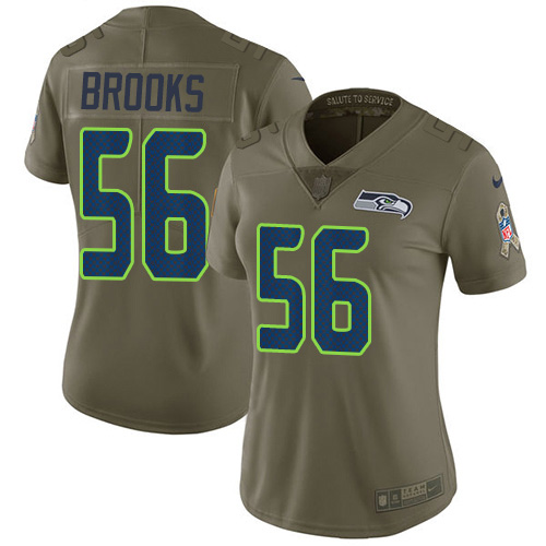 Seattle Seahawks #56 Jordyn Brooks Olive Women's Stitched Limited 2017 Salute To Service Jersey Womens