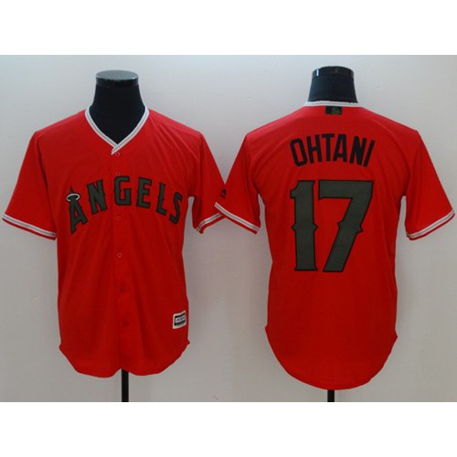 Los Angeles Angels of Anaheim #17 Shohei Ohtani Red New Cool Base 2018 Memorial Day Stitched Jersey Men's