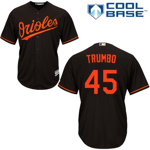 Baltimore Orioles #45 Mark Trumbo Black Cool Base Stitched Youth Jersey Youth