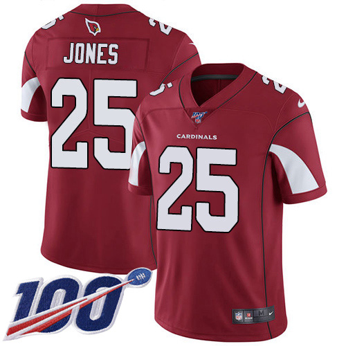 Arizona Cardinals #25 Chris Jones Red Team Color Men's Stitched 100th Season Vapor Limited Jersey Men's