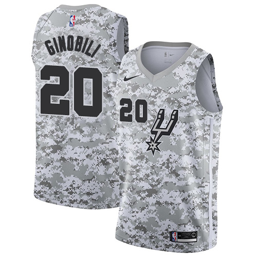 San Antonio Spurs #20 Manu Ginobili White Camo Swingman Earned Edition Jersey Mens