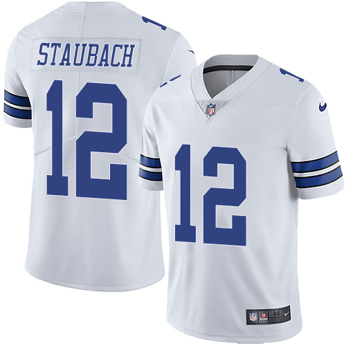 Cowboys #12 Roger Staubach White Men's Stitched Vapor Untouchable Limited Jersey