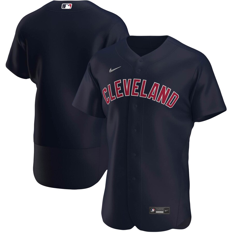 Cleveland Guardians Men's Navy Alternate 2020 Authentic Logo Team Jersey