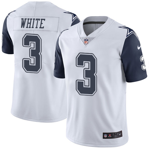 Dallas Cowboys #3 Mike White White Men's Stitched Limited Rush Jersey Men's