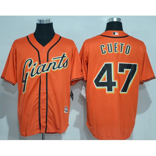 San Francisco Giants #47 Johnny Cueto Orange New Cool Base Alternate Stitched Jersey Men's