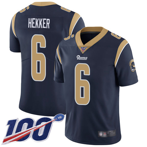 Los Angeles Rams #6 Johnny Hekker Navy Blue Team Color Men's Stitched 100th Season Vapor Limited Jersey Men's