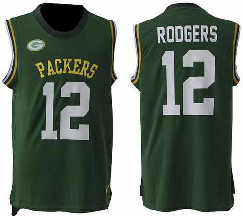 Packers #12 Aaron Rodgers Green Team Color Men's Stitched Limited Tank Top Jersey