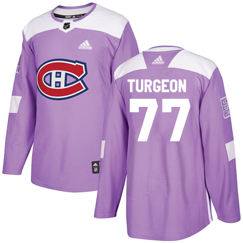 Adidas Montreal Canadiens #77 Pierre Turgeon Purple Authentic Fights Cancer Stitched Jersey Men's
