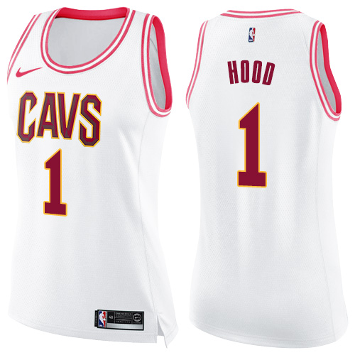 Cleveland Cavaliers #1 Rodney Hood White/Pink Womens Swingman Fashion Jersey Womens