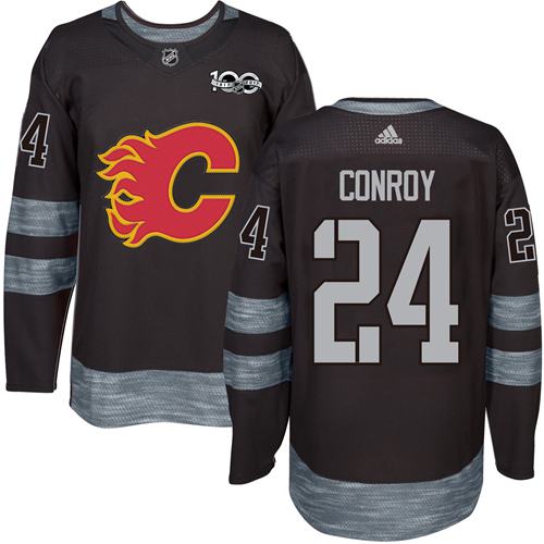 Adidas Calgary Flames #24 Craig Conroy Black 1917-2017 100th Anniversary Stitched Jersey Men's