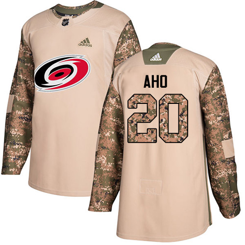 Adidas Carolina Hurricanes #20 Sebastian Aho Camo Authentic 2017 Veterans Day Stitched Youth Jersey Youth