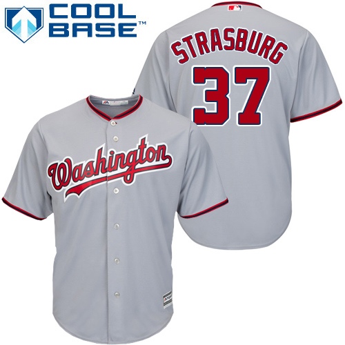 Washington Nationals #37 Stephen Strasburg Grey Cool Base Stitched Youth Jersey Youth